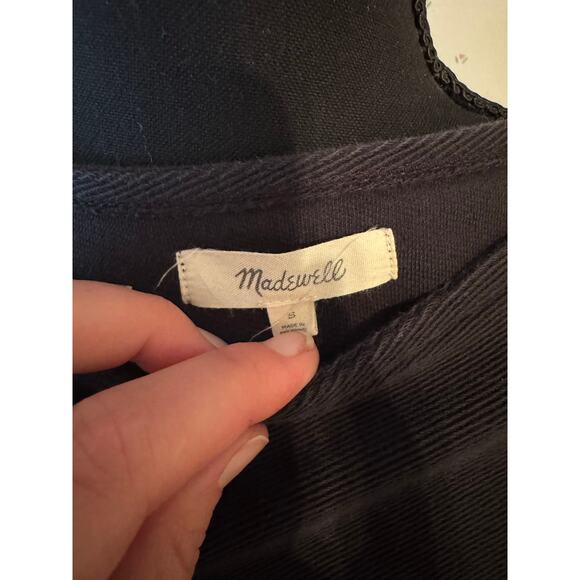 MADEWELL Black Twill Jacquard Boxy Crop 100% Cotton T-Shirt Size Small - Picture 5 of 6